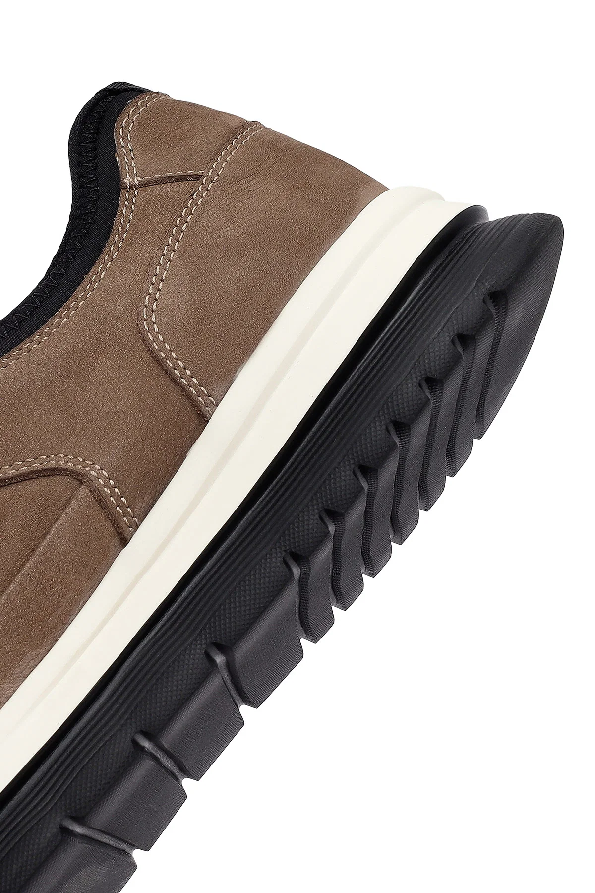 Erkek Vizon Bağcıklı Nubuk Deri Casual Sneaker - Image 8