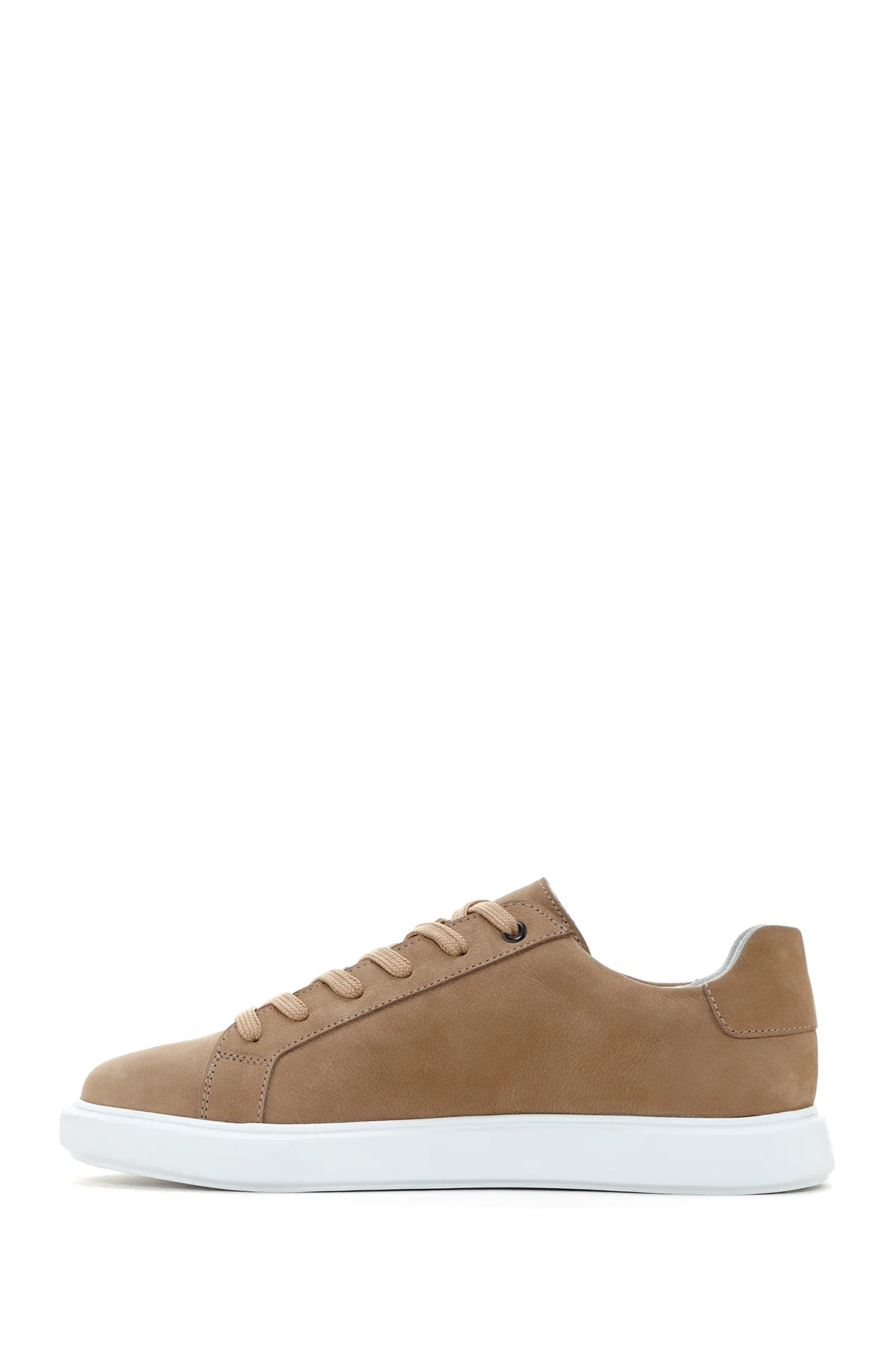 Erkek Vizon Bağcıklı Nubuk Deri Sneaker - Image 2