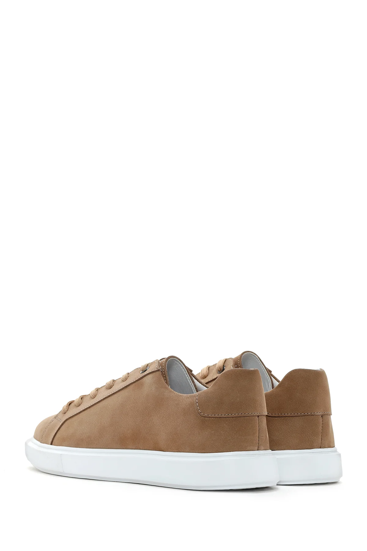 Erkek Vizon Bağcıklı Nubuk Deri Sneaker - Image 5