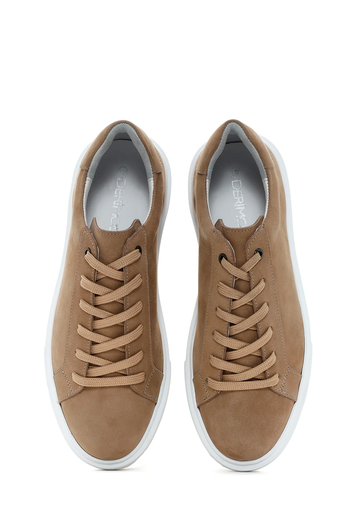 Erkek Vizon Bağcıklı Nubuk Deri Sneaker - Image 6