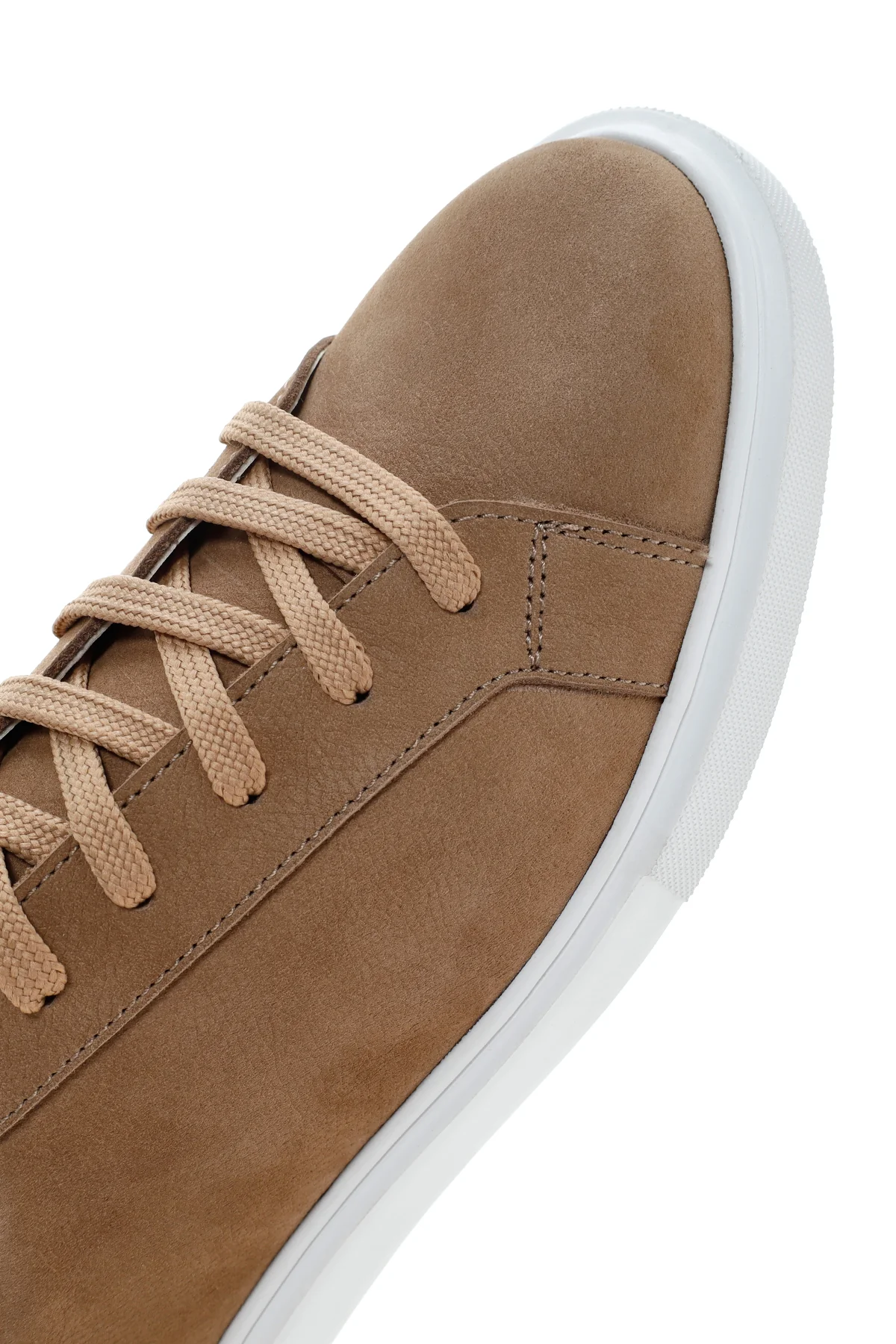 Erkek Vizon Bağcıklı Nubuk Deri Sneaker - Image 9