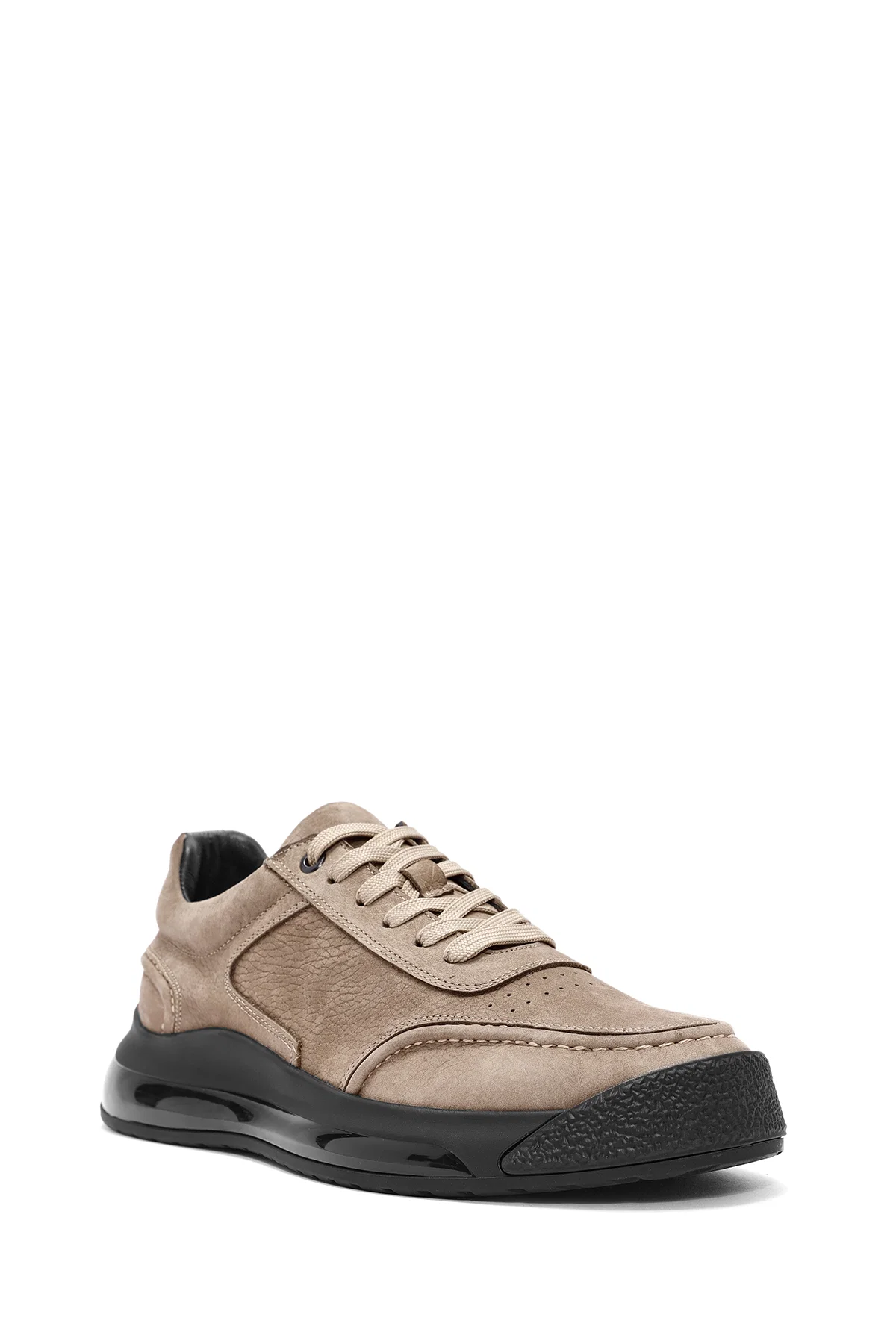 Erkek Vizon Bağcıklı Nubuk Deri Sneaker - Image 6