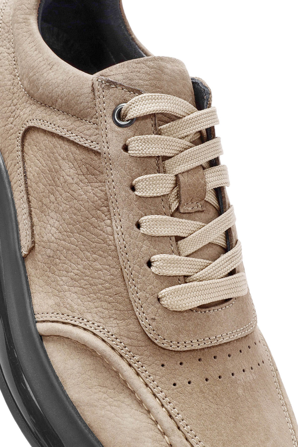 Erkek Vizon Bağcıklı Nubuk Deri Sneaker - Image 9
