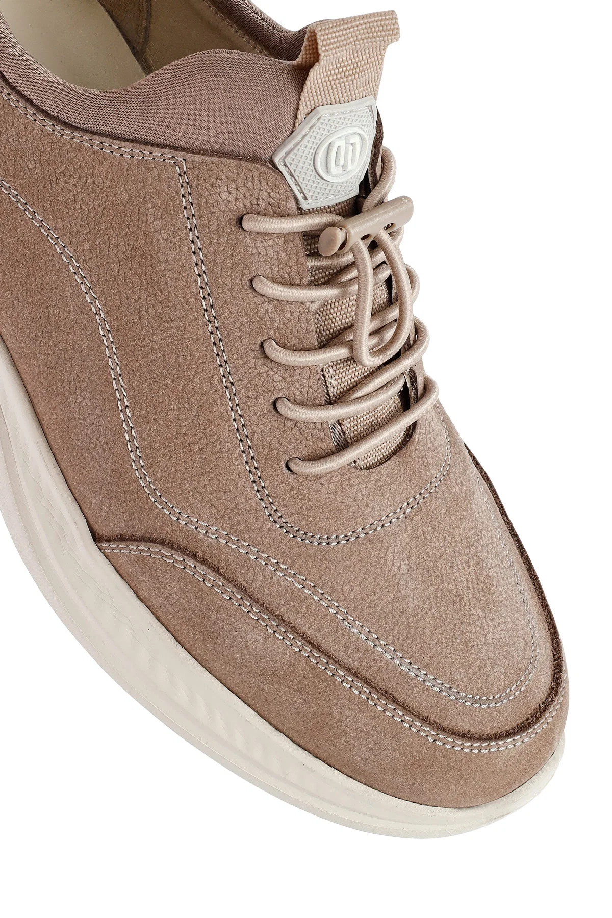 Erkek Vizon Bağcıklı Nubuk Deri Sneaker - Image 10