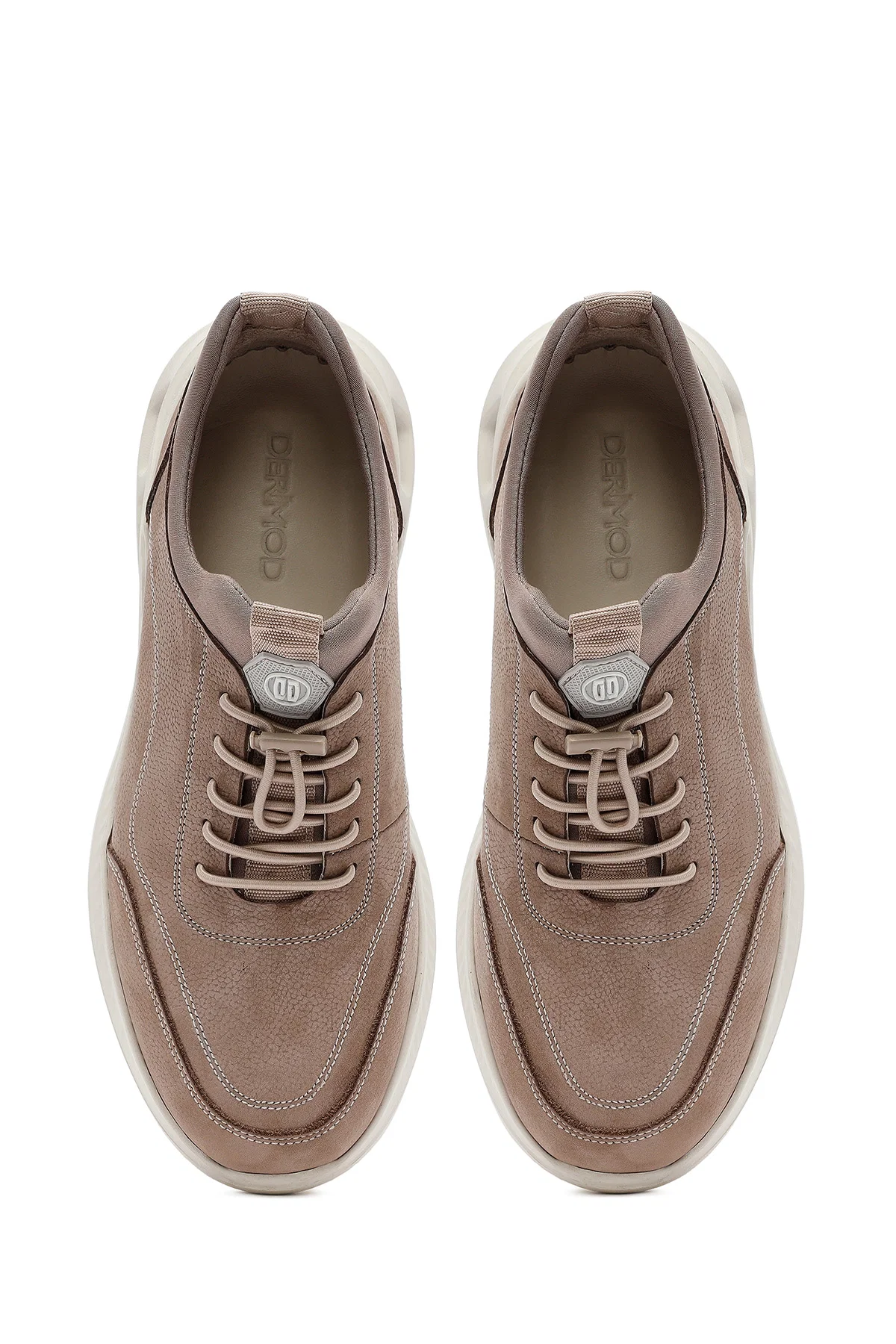Erkek Vizon Bağcıklı Nubuk Deri Sneaker - Image 7