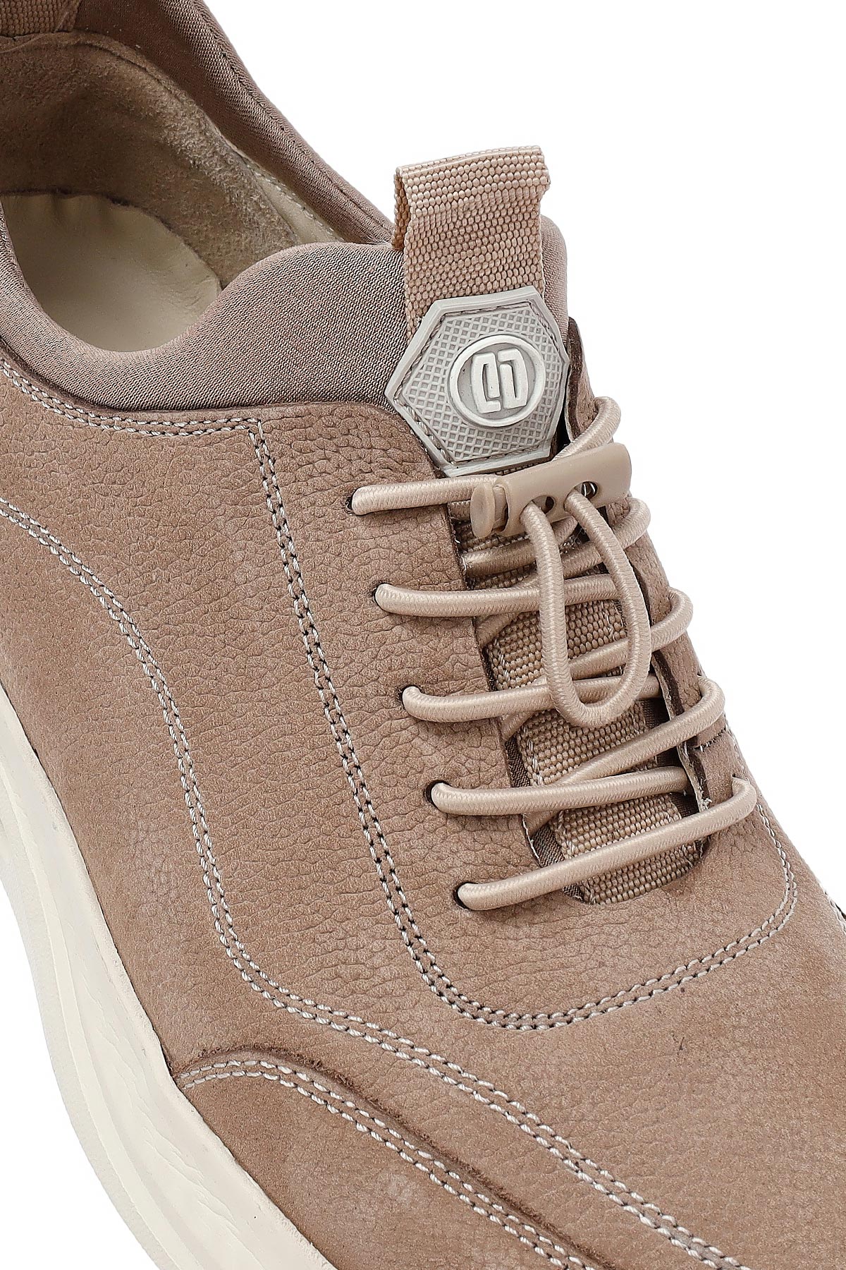 Erkek Vizon Bağcıklı Nubuk Deri Sneaker - Image 9