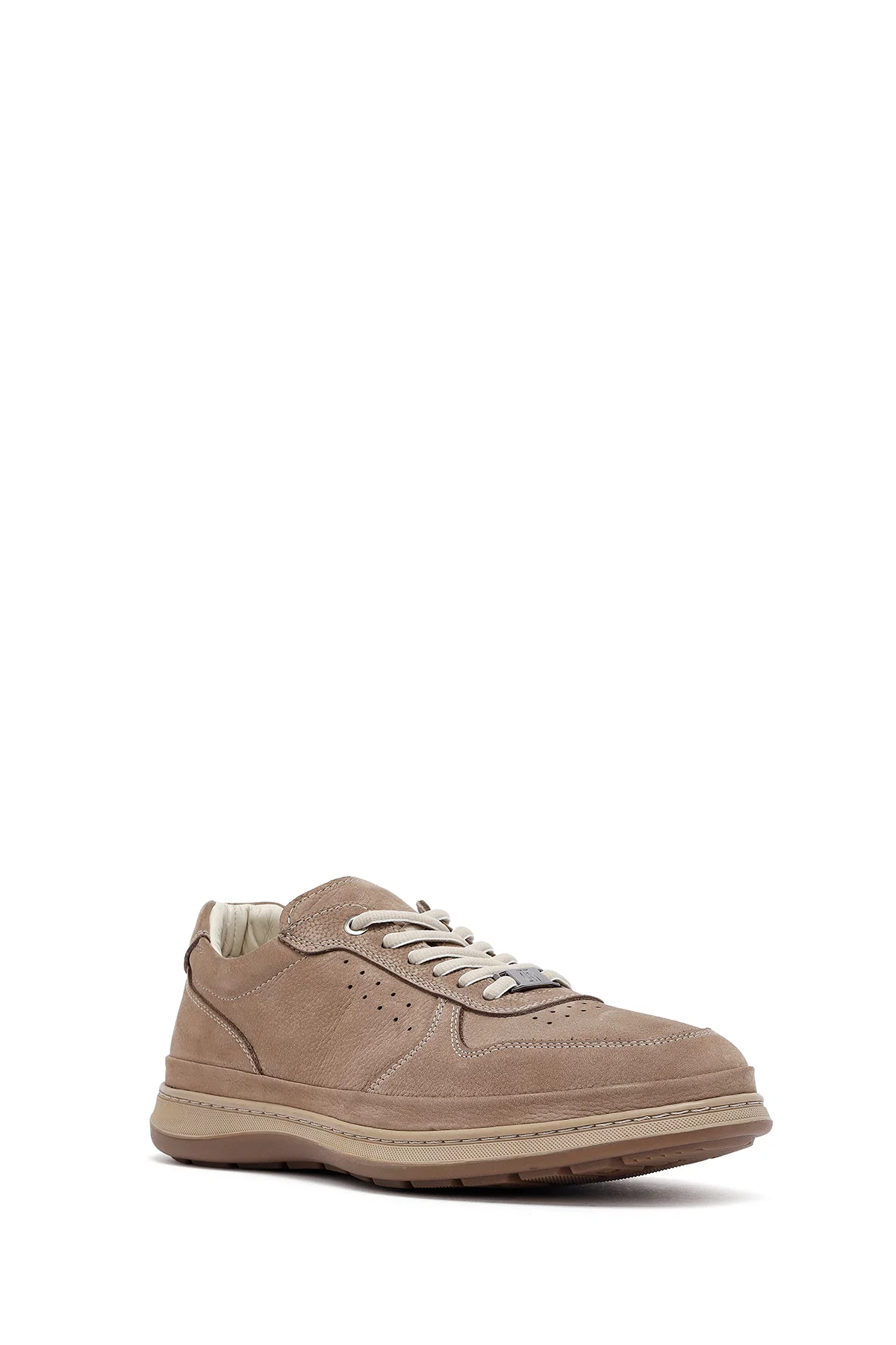 Erkek Vizon Bağcıklı Nubuk Deri Sneaker - Image 6