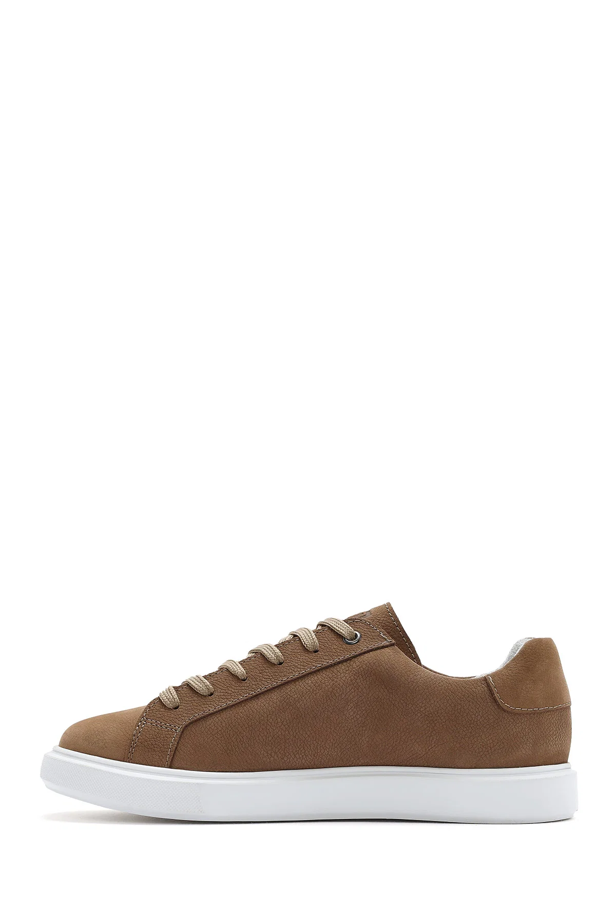 Erkek Vizon Bağcıklı Nubuk Deri Sneaker - Image 2