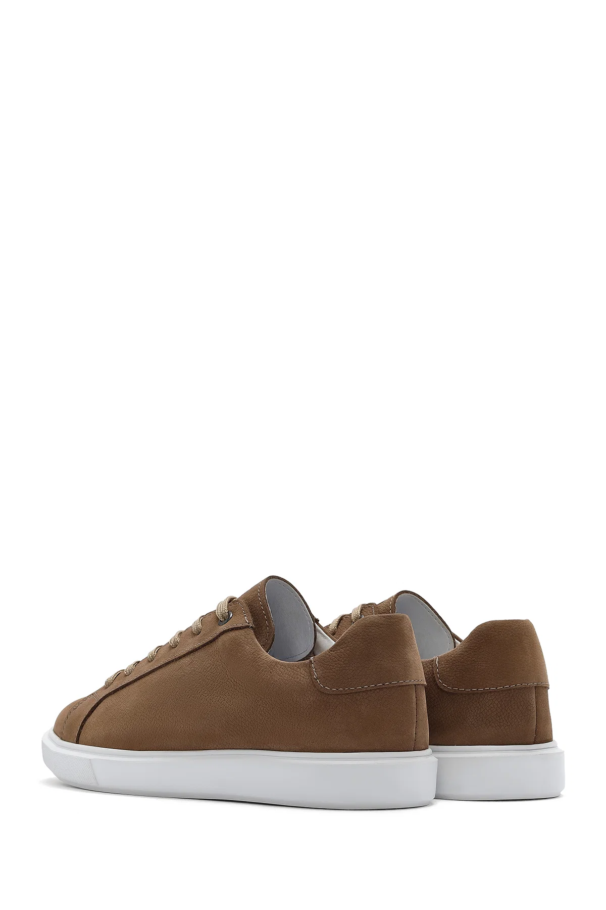 Erkek Vizon Bağcıklı Nubuk Deri Sneaker - Image 5