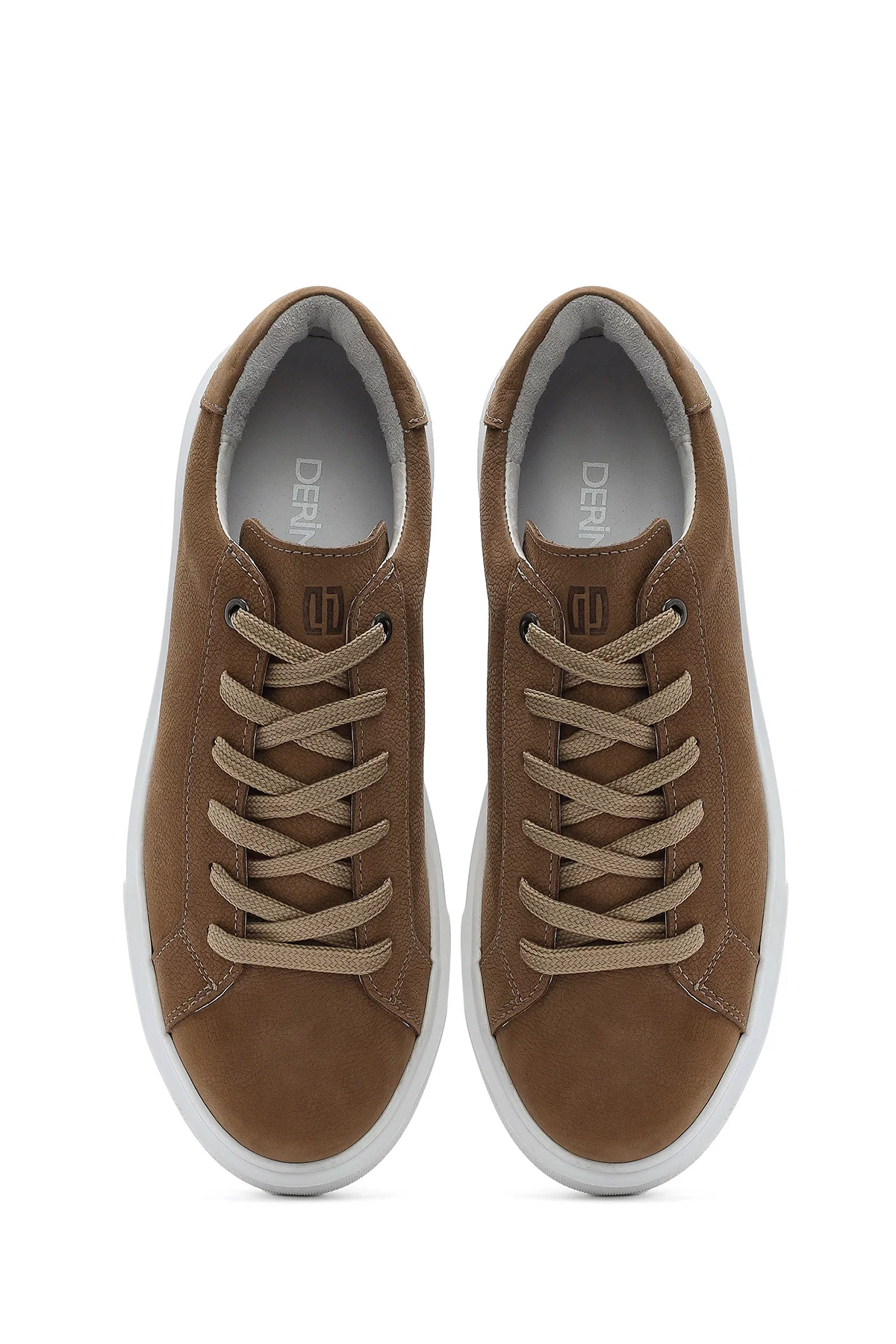 Erkek Vizon Bağcıklı Nubuk Deri Sneaker - Image 7