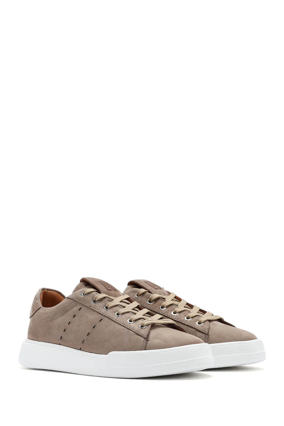 Erkek Vizon Bağcıklı Nubuk Deri Sneaker - Image 3
