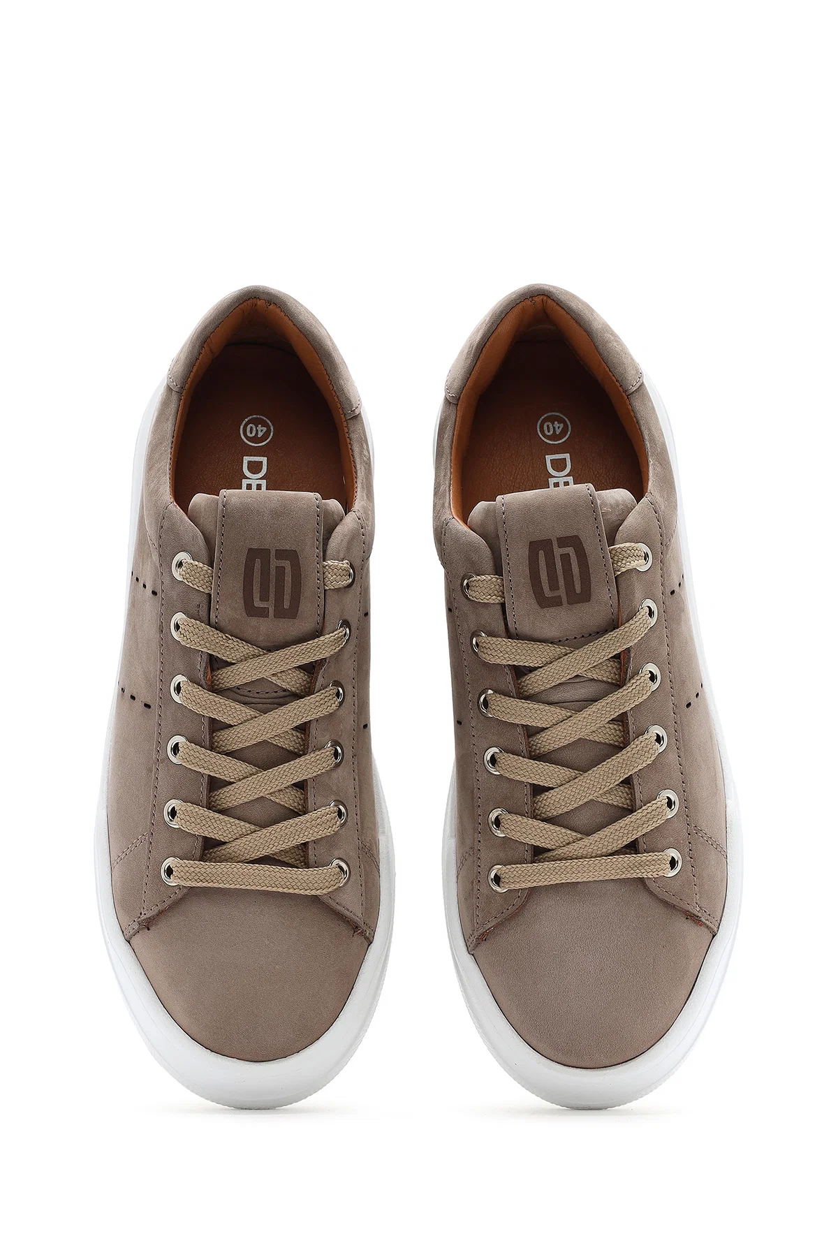 Erkek Vizon Bağcıklı Nubuk Deri Sneaker - Image 7