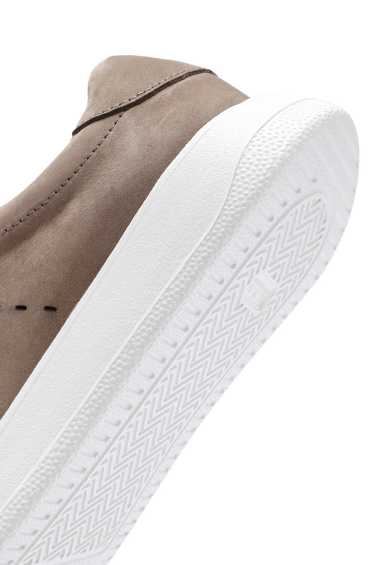 Erkek Vizon Bağcıklı Nubuk Deri Sneaker - Image 8
