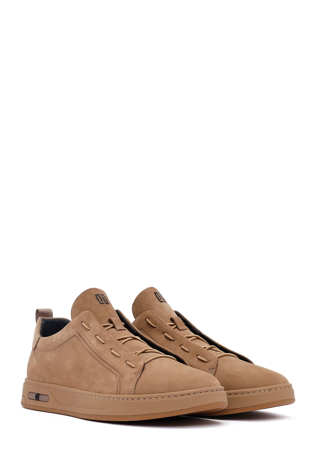 Erkek Vizon Bağcıklı Nubuk Deri Sneaker - Image 3
