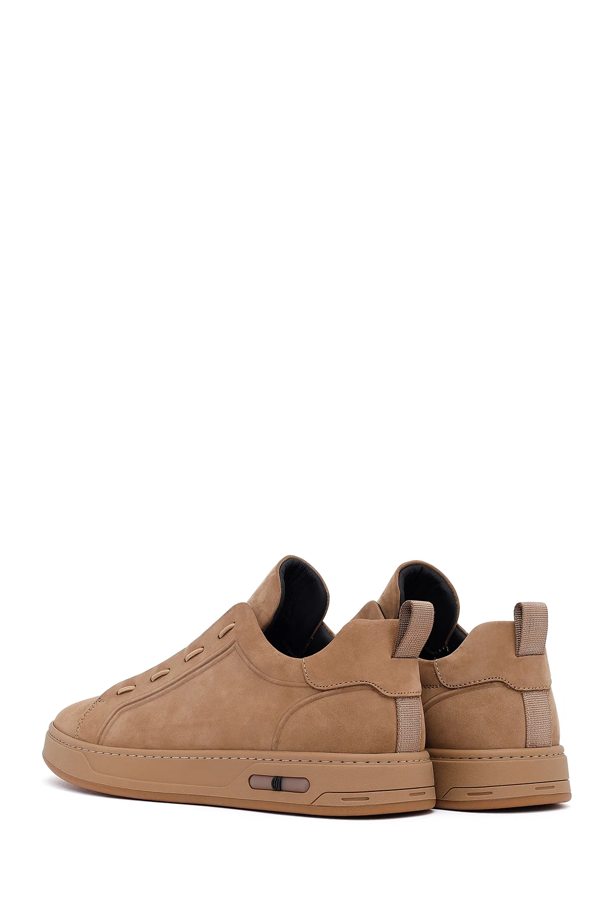 Erkek Vizon Bağcıklı Nubuk Deri Sneaker - Image 5