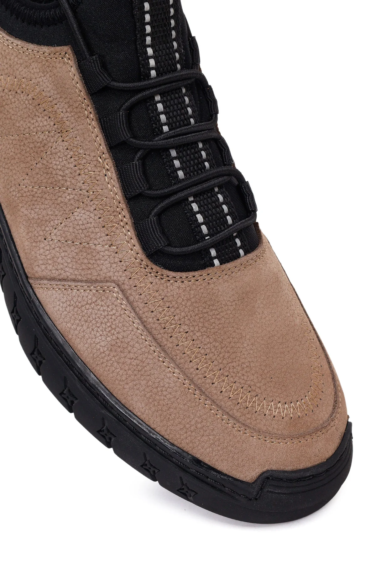 Erkek Vizon Bağcıklı Nubuk Deri Sneaker - Image 10