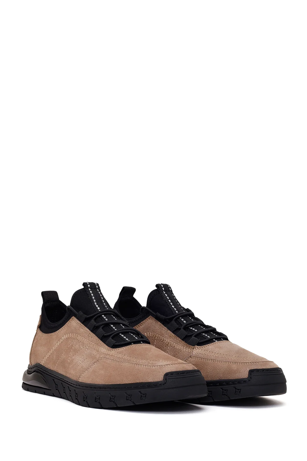 Erkek Vizon Bağcıklı Nubuk Deri Sneaker - Image 3