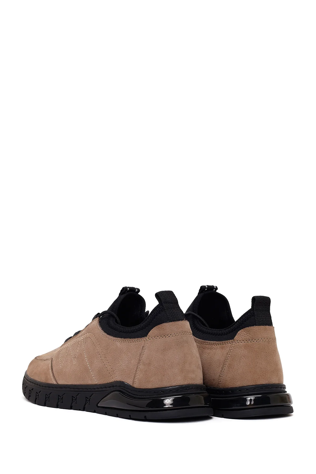 Erkek Vizon Bağcıklı Nubuk Deri Sneaker - Image 7