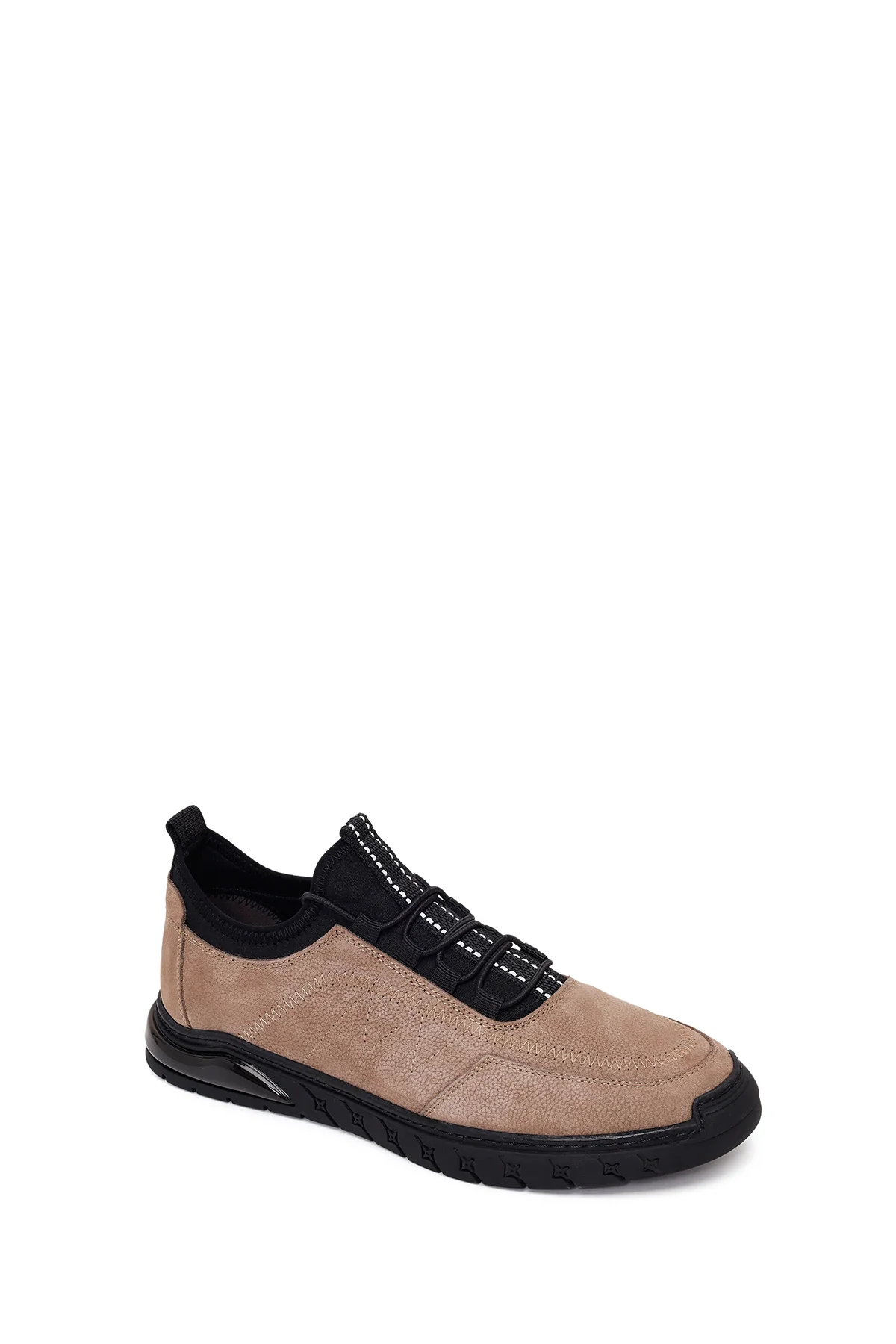 Erkek Vizon Bağcıklı Nubuk Deri Sneaker - Image 8