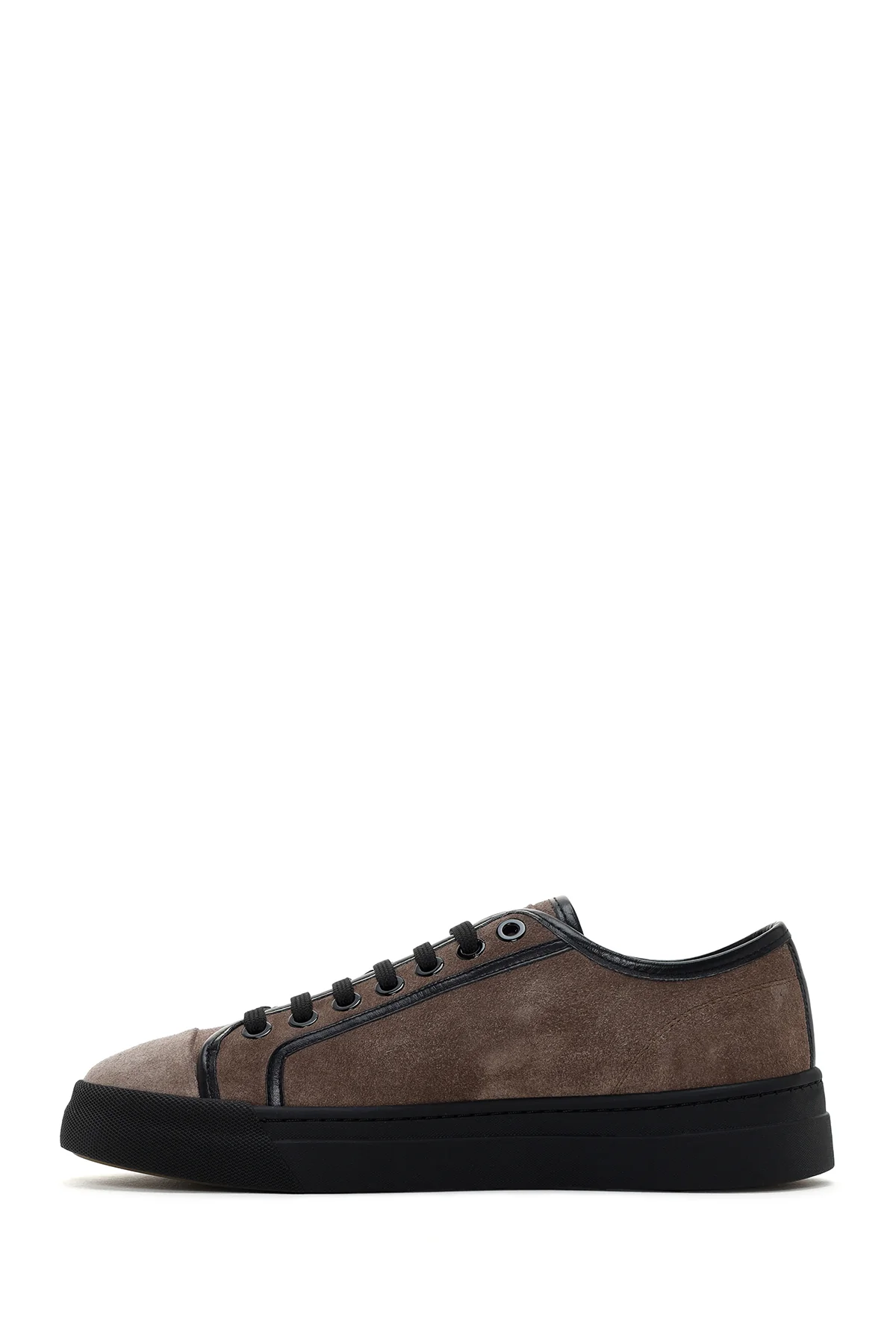 Erkek Vizon Bağcıklı Süet Deri Sneaker - Image 2
