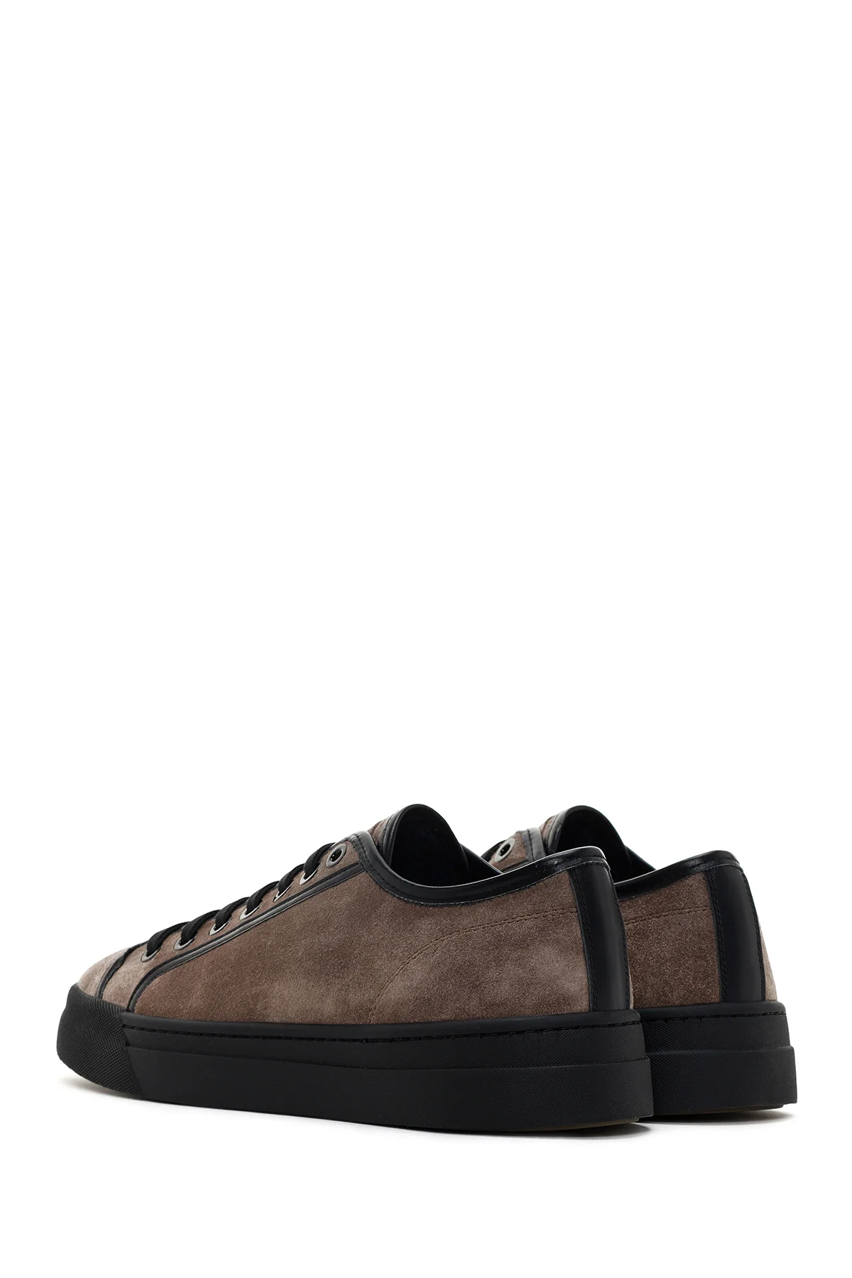 Erkek Vizon Bağcıklı Süet Deri Sneaker - Image 5