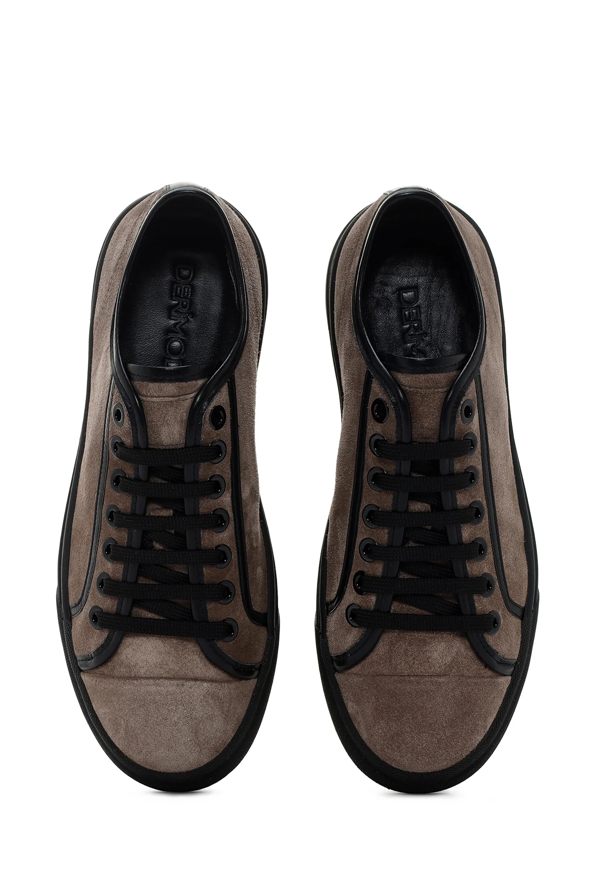 Erkek Vizon Bağcıklı Süet Deri Sneaker - Image 6