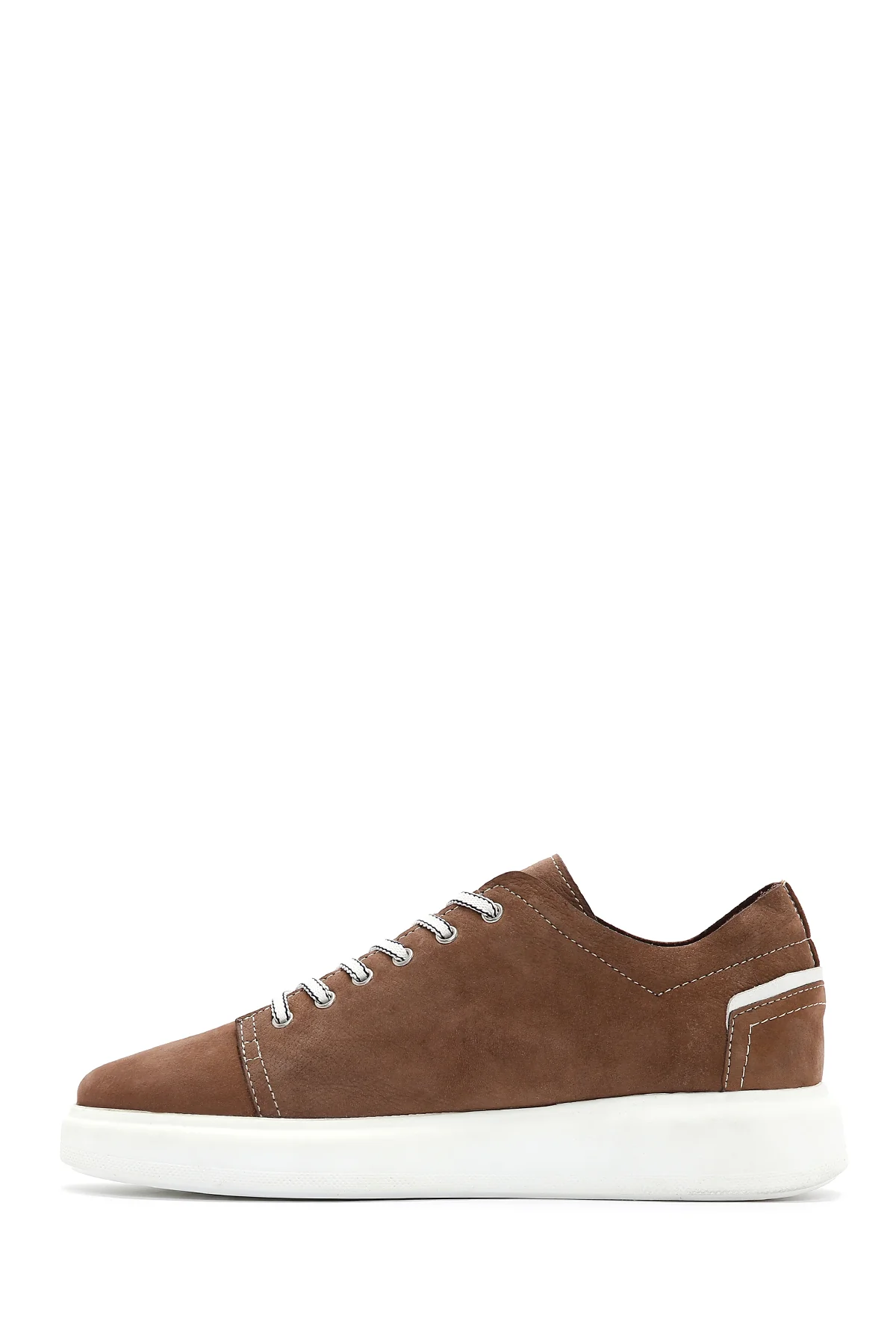Erkek Vizon Bağcıklı Süet Deri Sneaker - Image 2