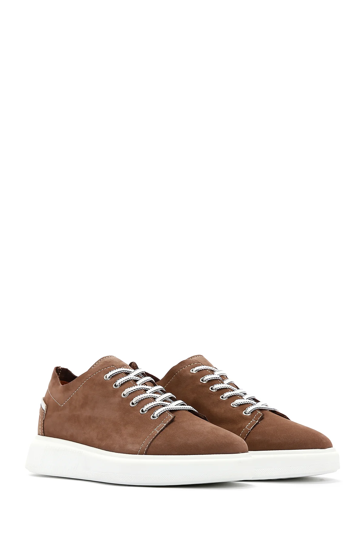 Erkek Vizon Bağcıklı Süet Deri Sneaker - Image 3