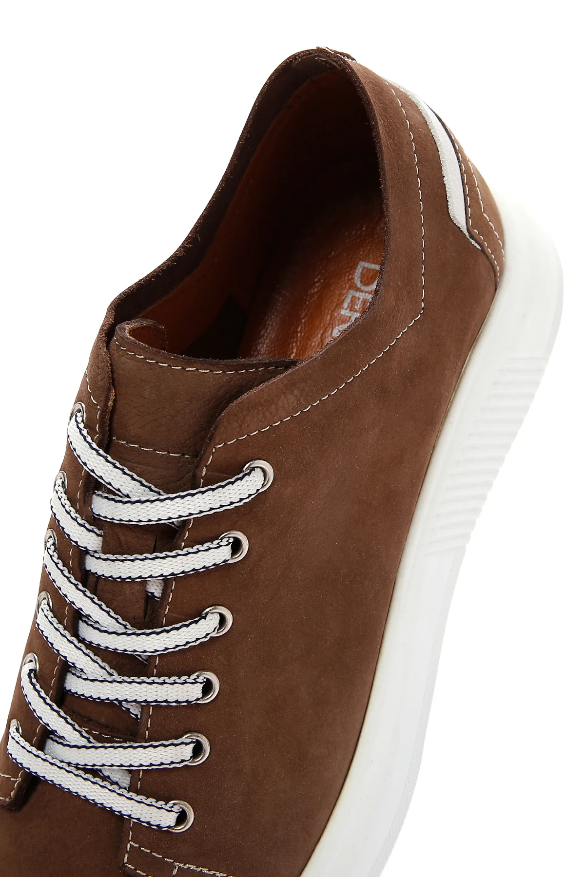 Erkek Vizon Bağcıklı Süet Deri Sneaker - Image 7