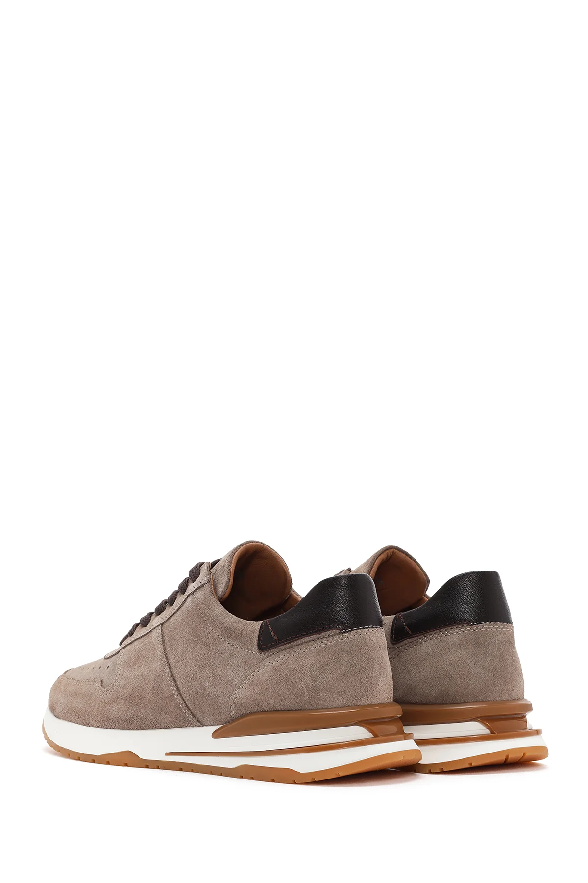 Erkek Vizon Bağcıklı Süet Deri Sneaker - Image 5