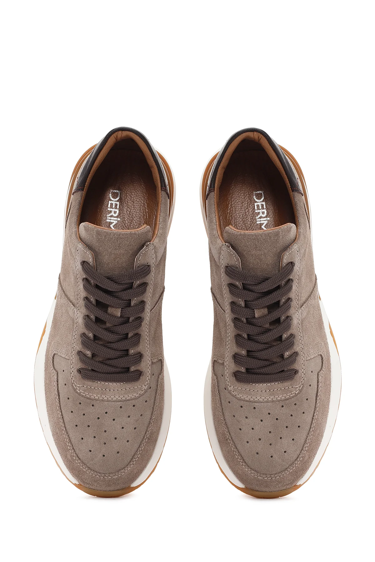 Erkek Vizon Bağcıklı Süet Deri Sneaker - Image 7