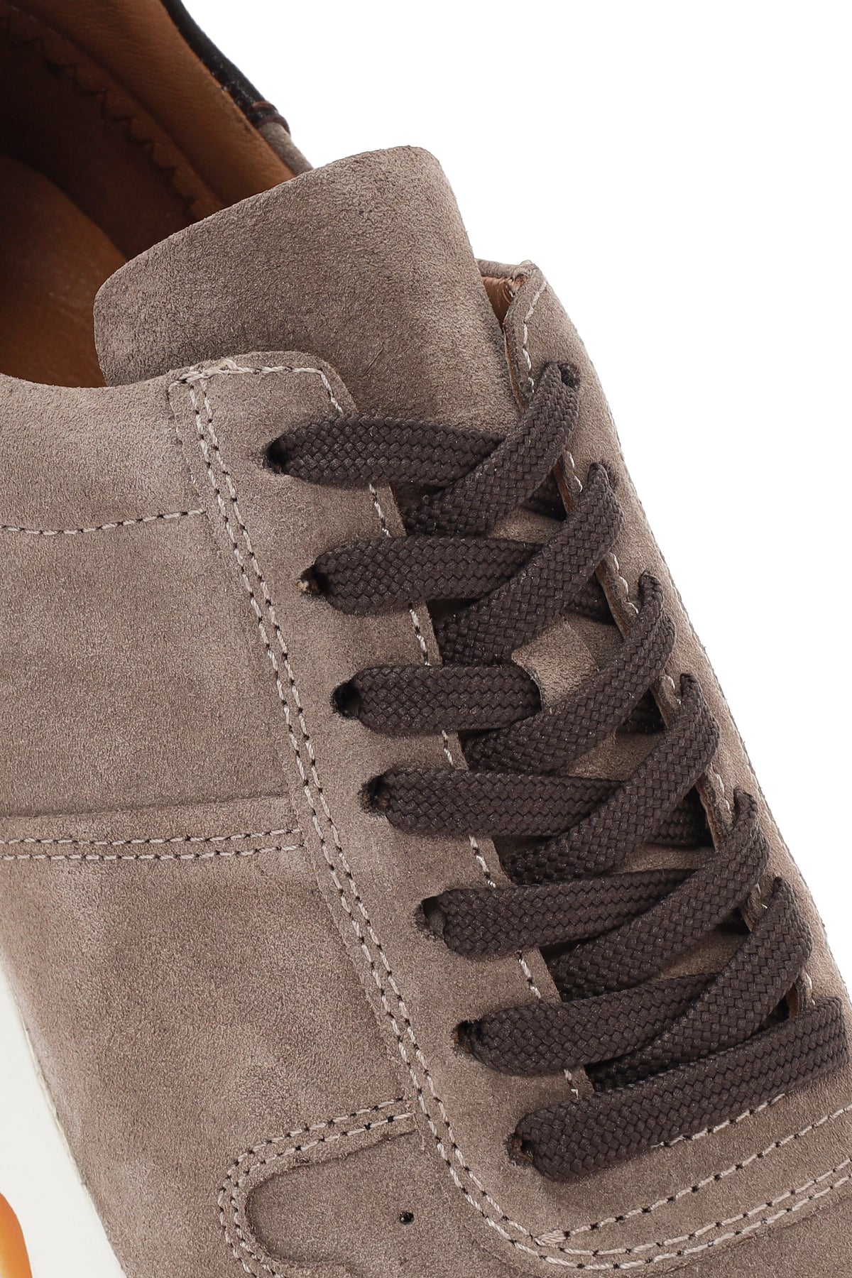 Erkek Vizon Bağcıklı Süet Deri Sneaker - Image 9
