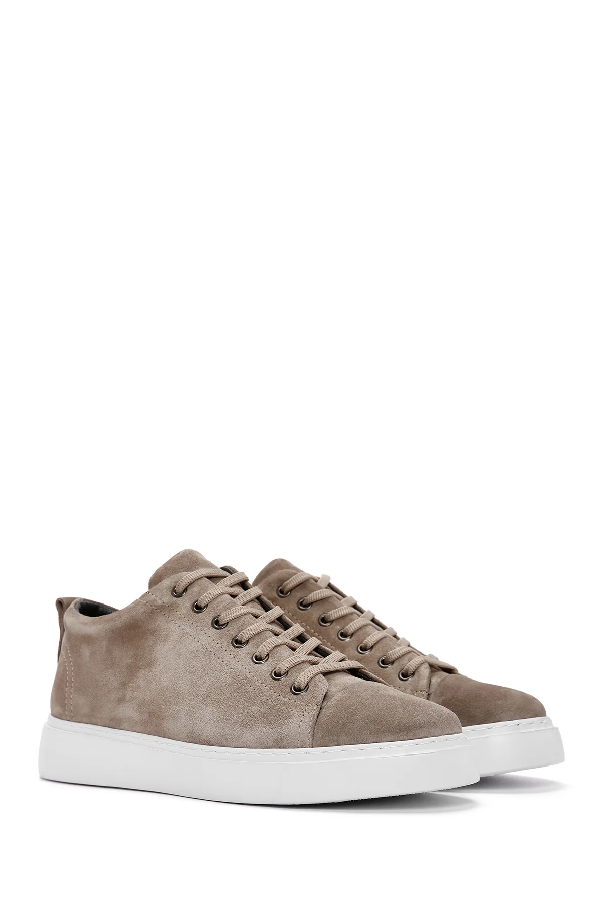 Erkek Vizon Bağcıklı Süet Deri Sneaker - Image 3