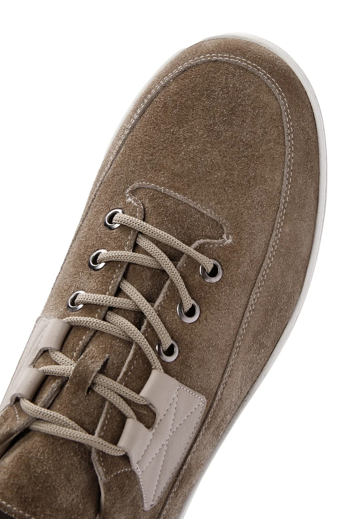 Erkek Vizon Bağcıklı Süet Deri Sneaker - Image 10