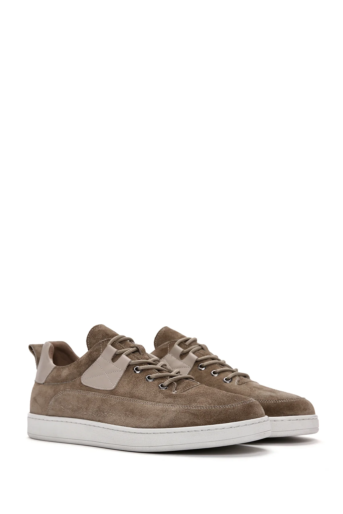 Erkek Vizon Bağcıklı Süet Deri Sneaker - Image 3