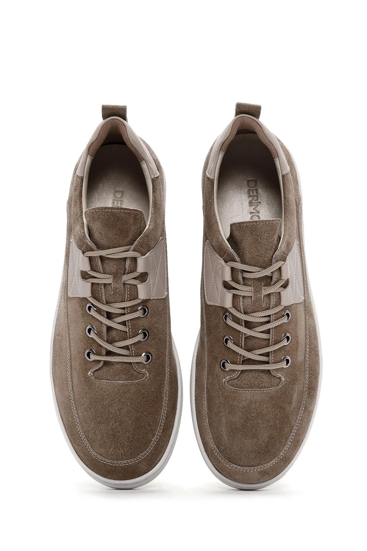 Erkek Vizon Bağcıklı Süet Deri Sneaker - Image 7