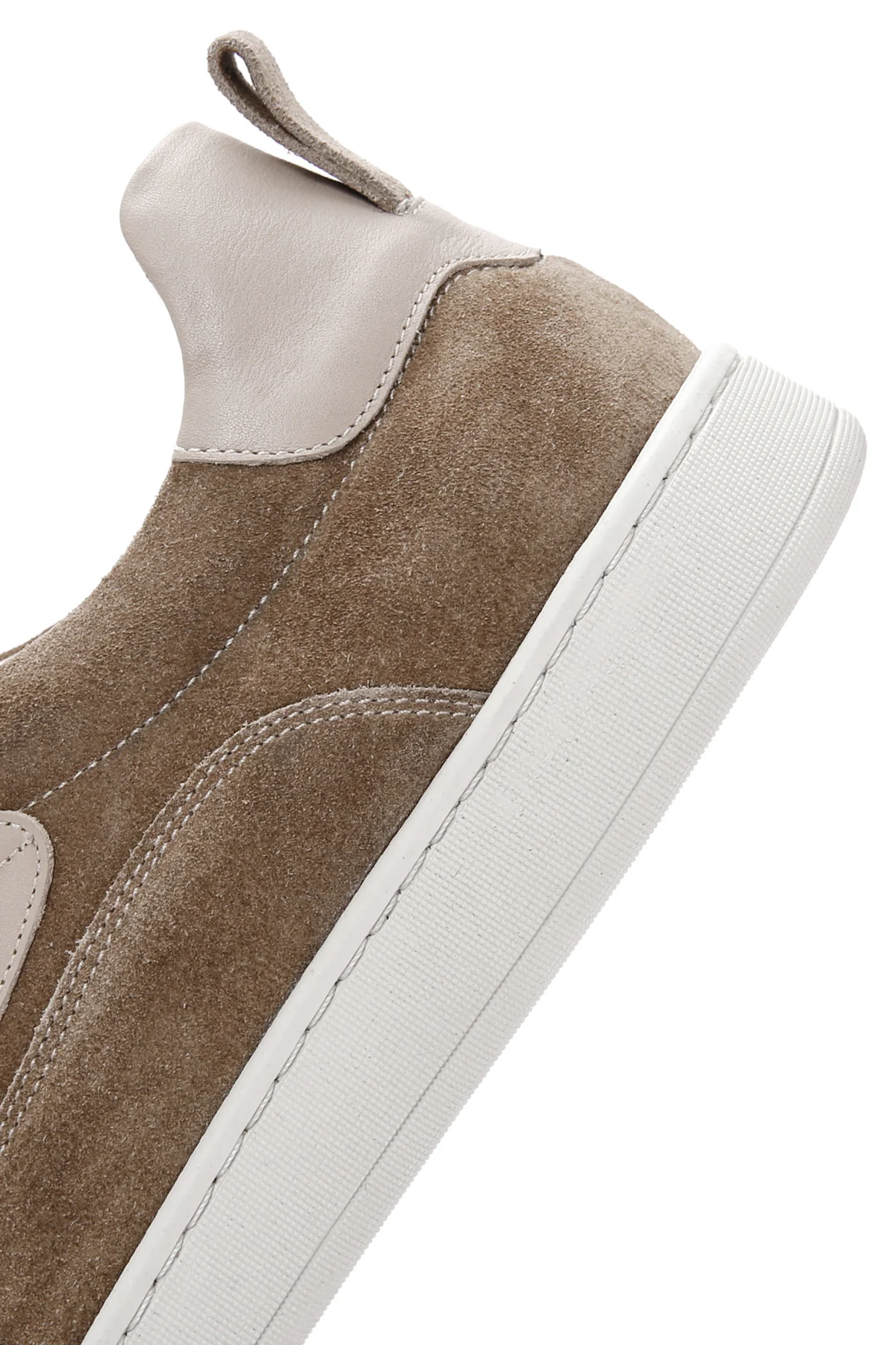 Erkek Vizon Bağcıklı Süet Deri Sneaker - Image 8