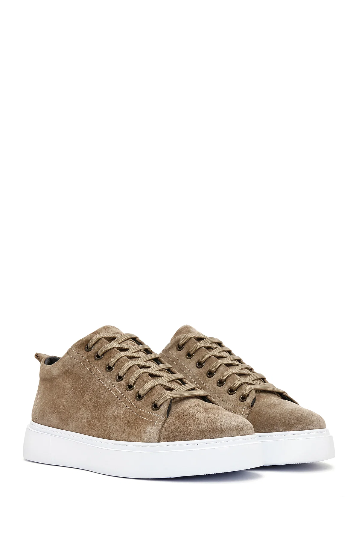 Erkek Vizon Bağcıklı Süet Deri Sneaker - Image 3