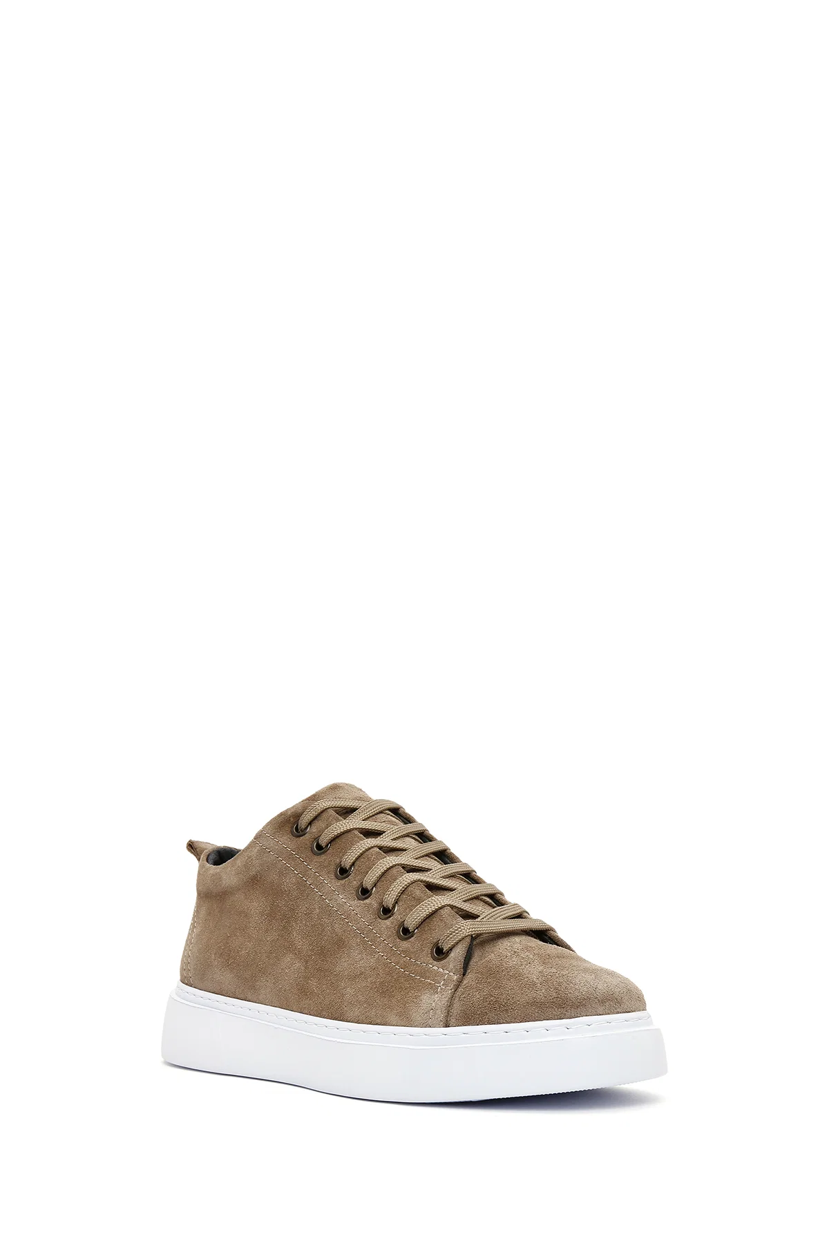 Erkek Vizon Bağcıklı Süet Deri Sneaker - Image 6