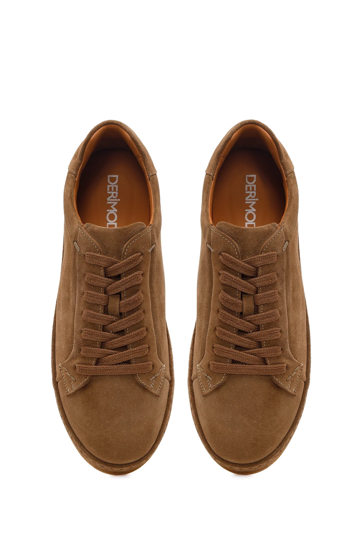 Erkek Vizon Bağcıklı Süet Deri Sneaker - Image 4