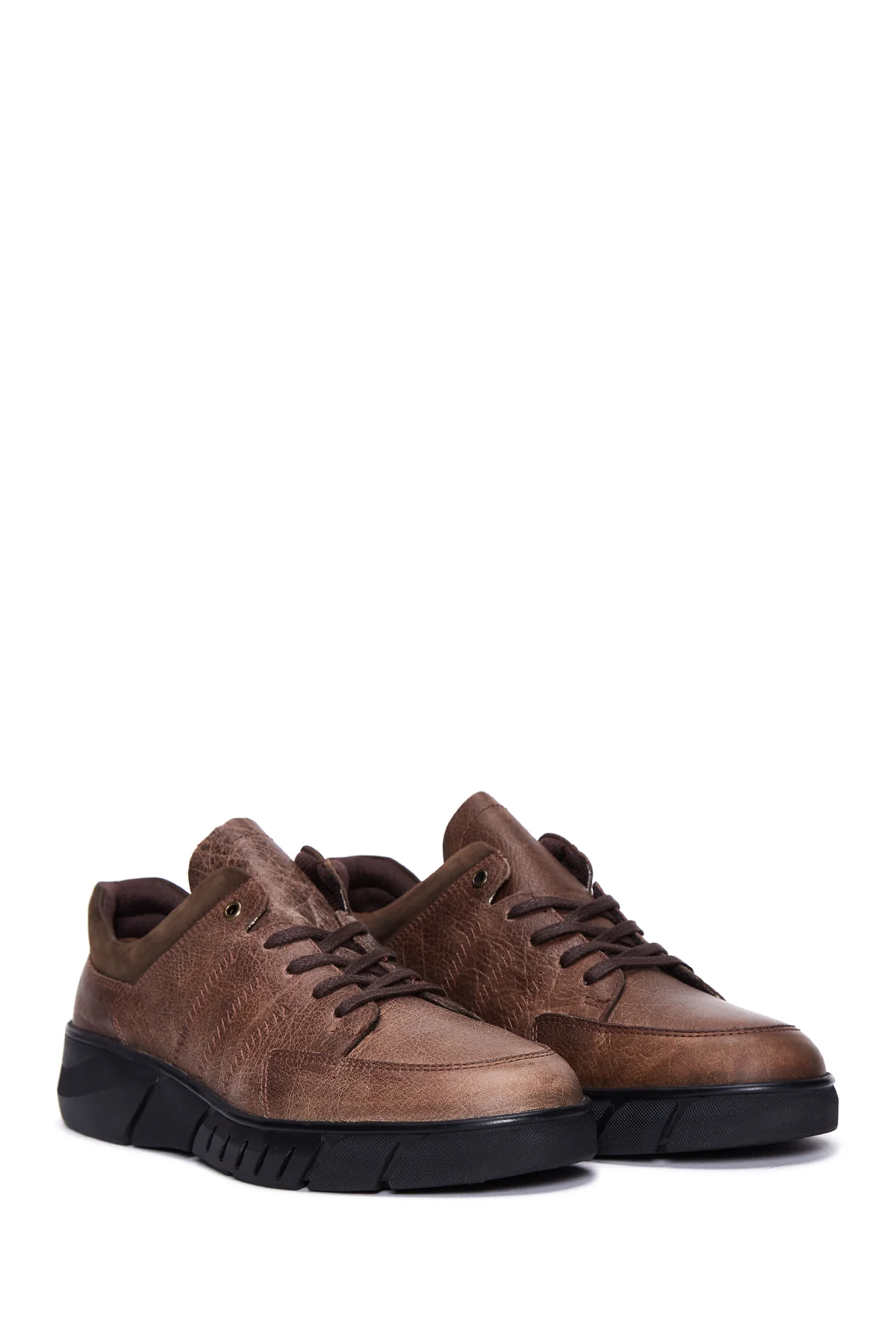Erkek Vizon Deri Casual Sneaker - Image 3