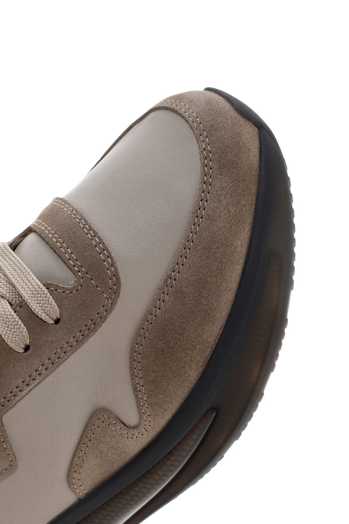 Erkek Vizon Kalın Tabanlı Bağcıklı Deri Sneaker - Image 9