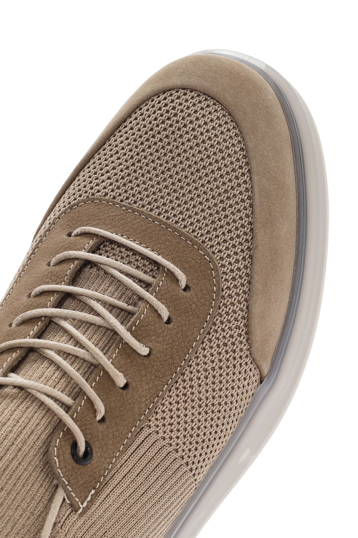 Erkek Vizon Kalın Tabanlı Bağcıklı Kumaş Sneaker - Image 10