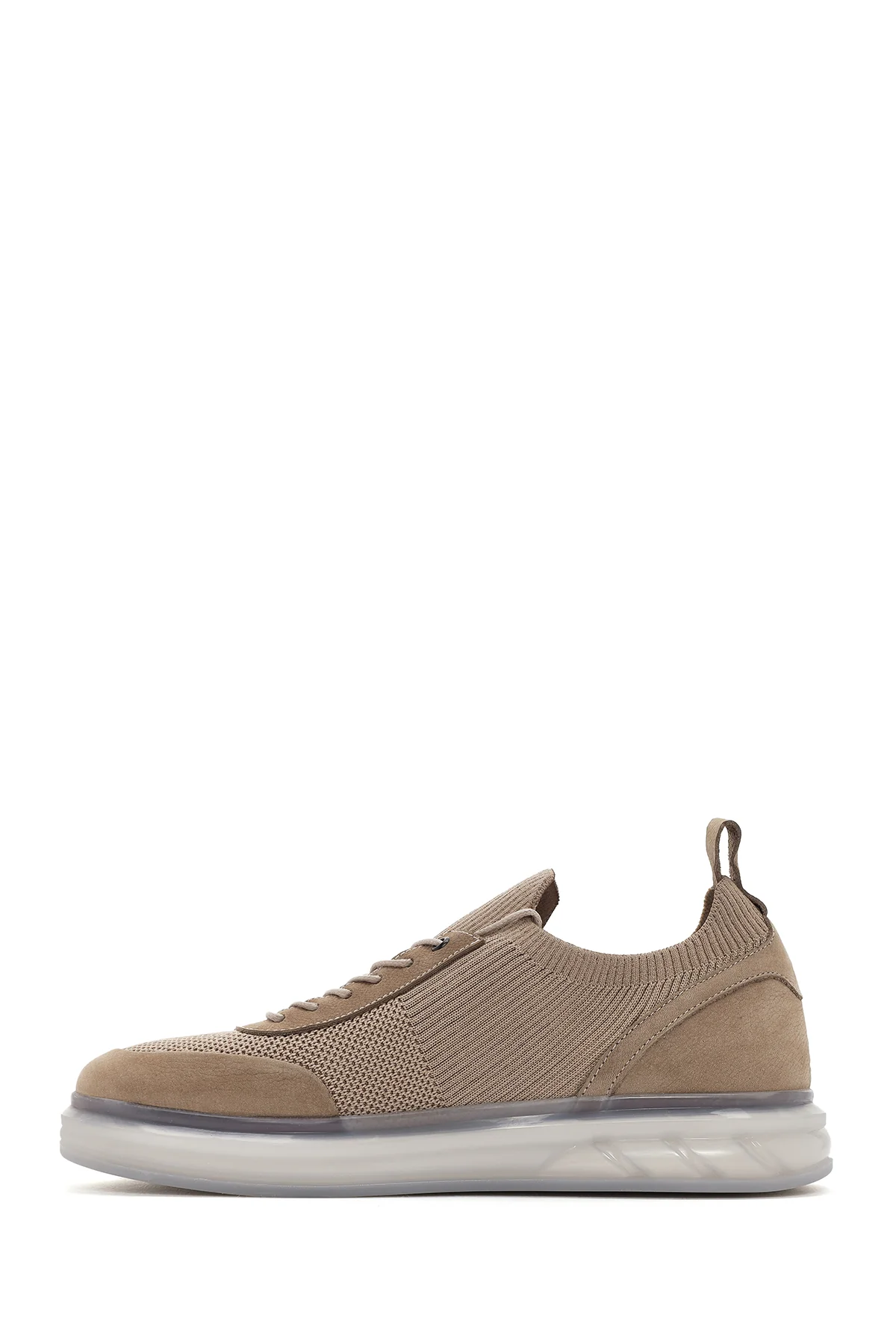 Erkek Vizon Kalın Tabanlı Bağcıklı Kumaş Sneaker - Image 2