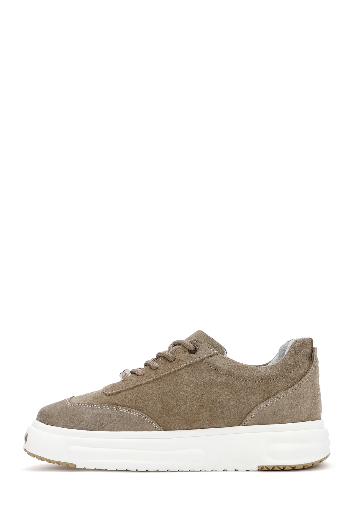 Erkek Vizon Kalın Tabanlı Bağcıklı Süet Deri Sneaker - Image 2