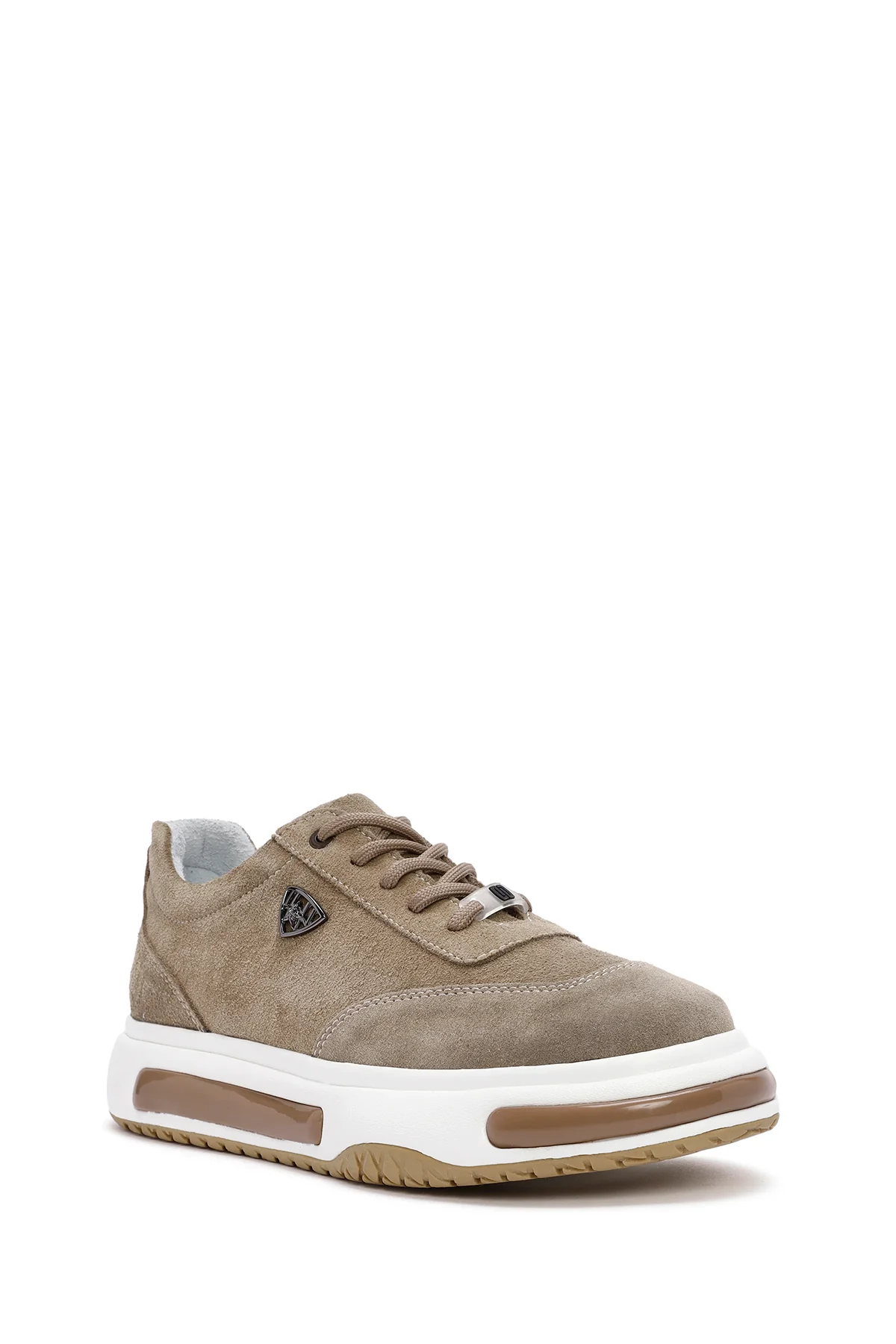 Erkek Vizon Kalın Tabanlı Bağcıklı Süet Deri Sneaker - Image 6