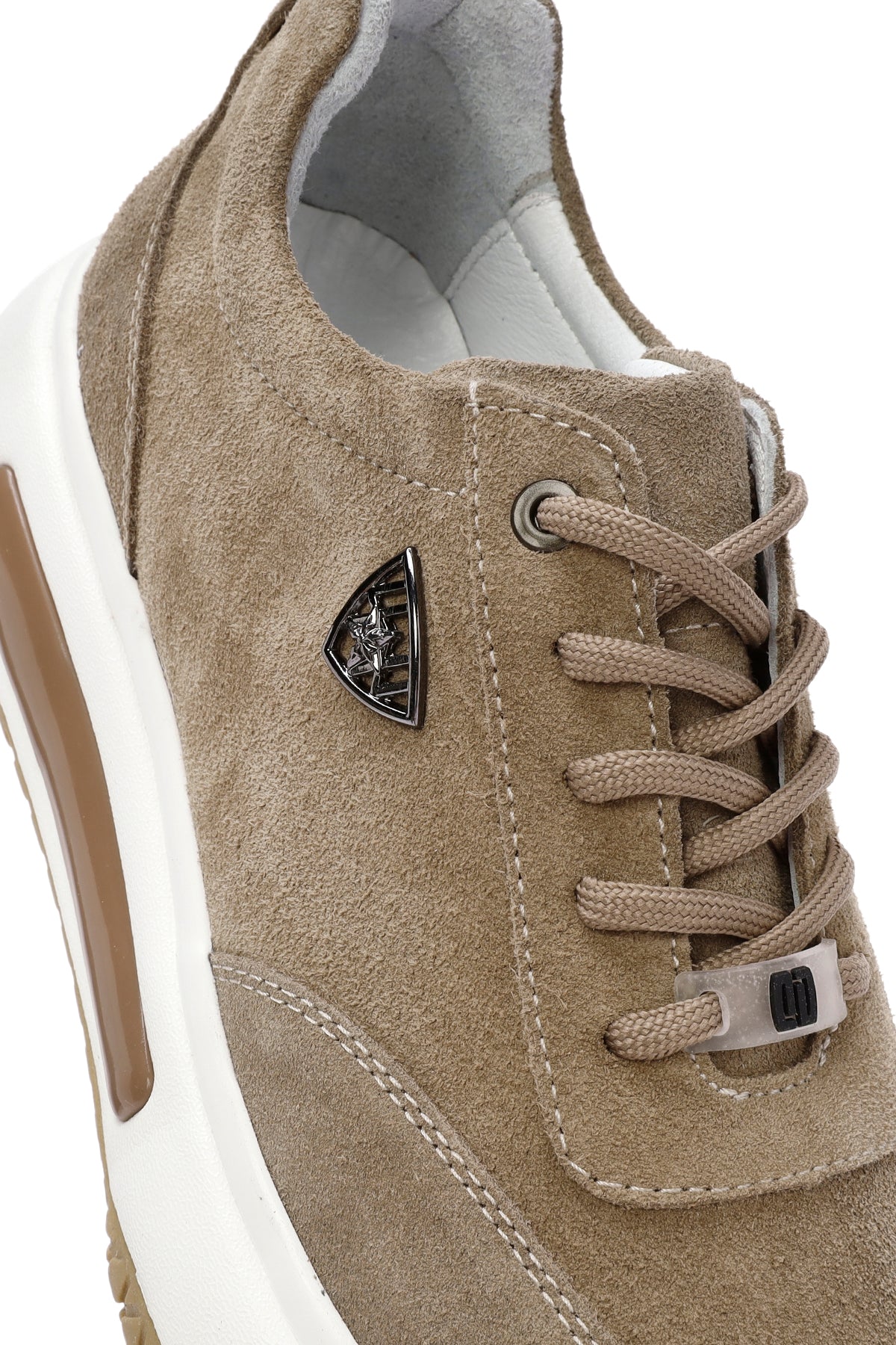 Erkek Vizon Kalın Tabanlı Bağcıklı Süet Deri Sneaker - Image 8