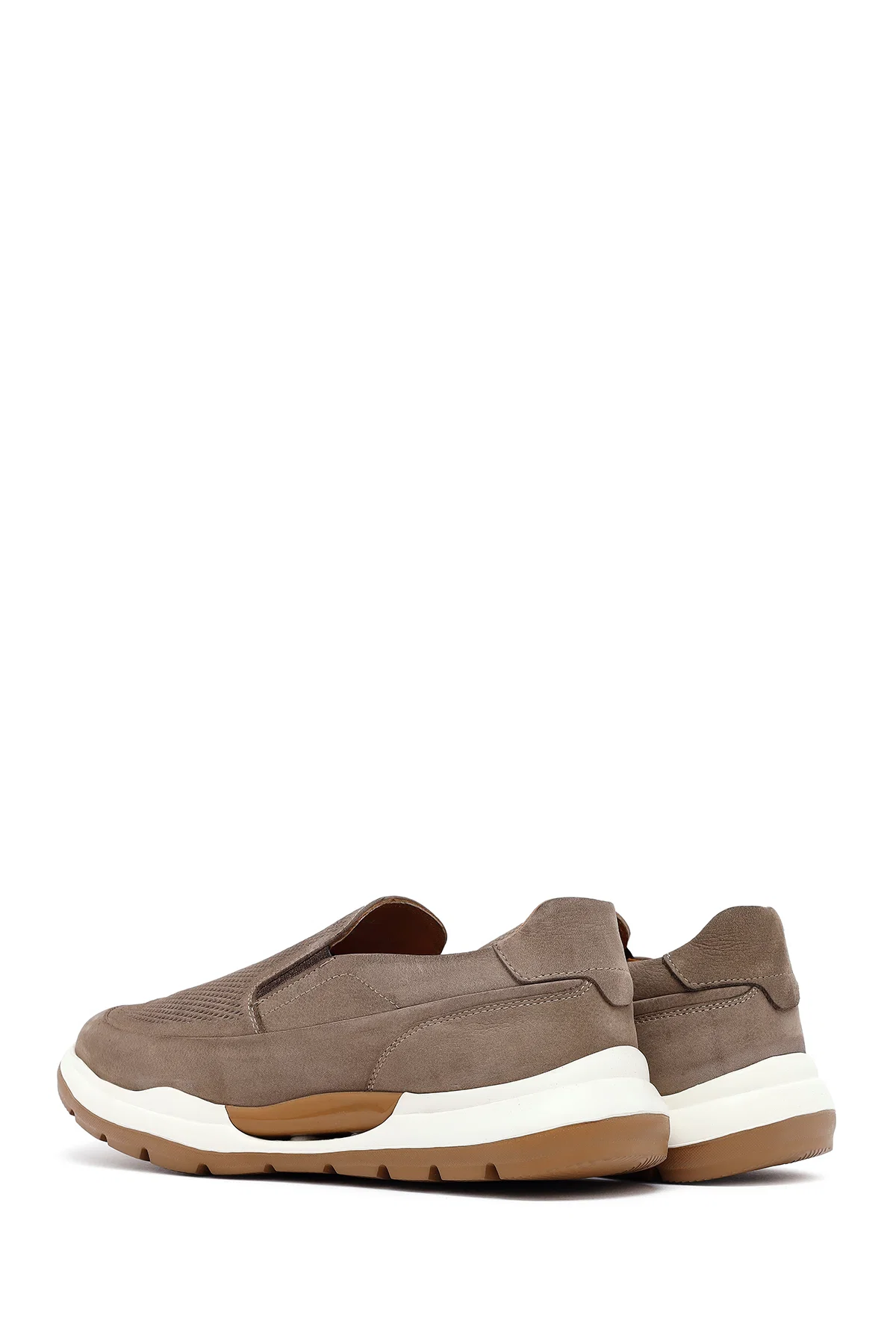 Erkek Vizon Kalın Tabanlı Nubuk Deri Comfort Loafer - Image 5