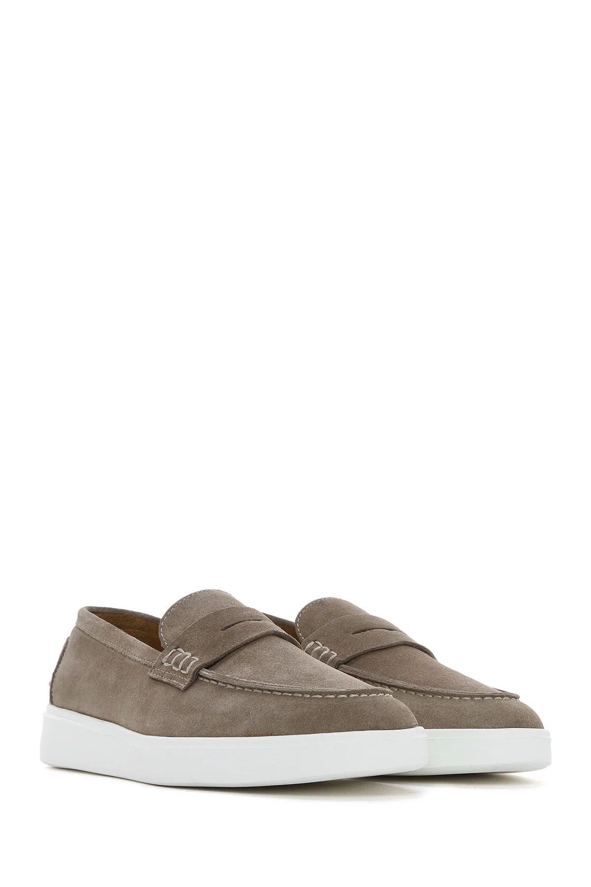 Erkek Vizon Kalın Tabanlı Süet Deri Casual Loafer - Image 3
