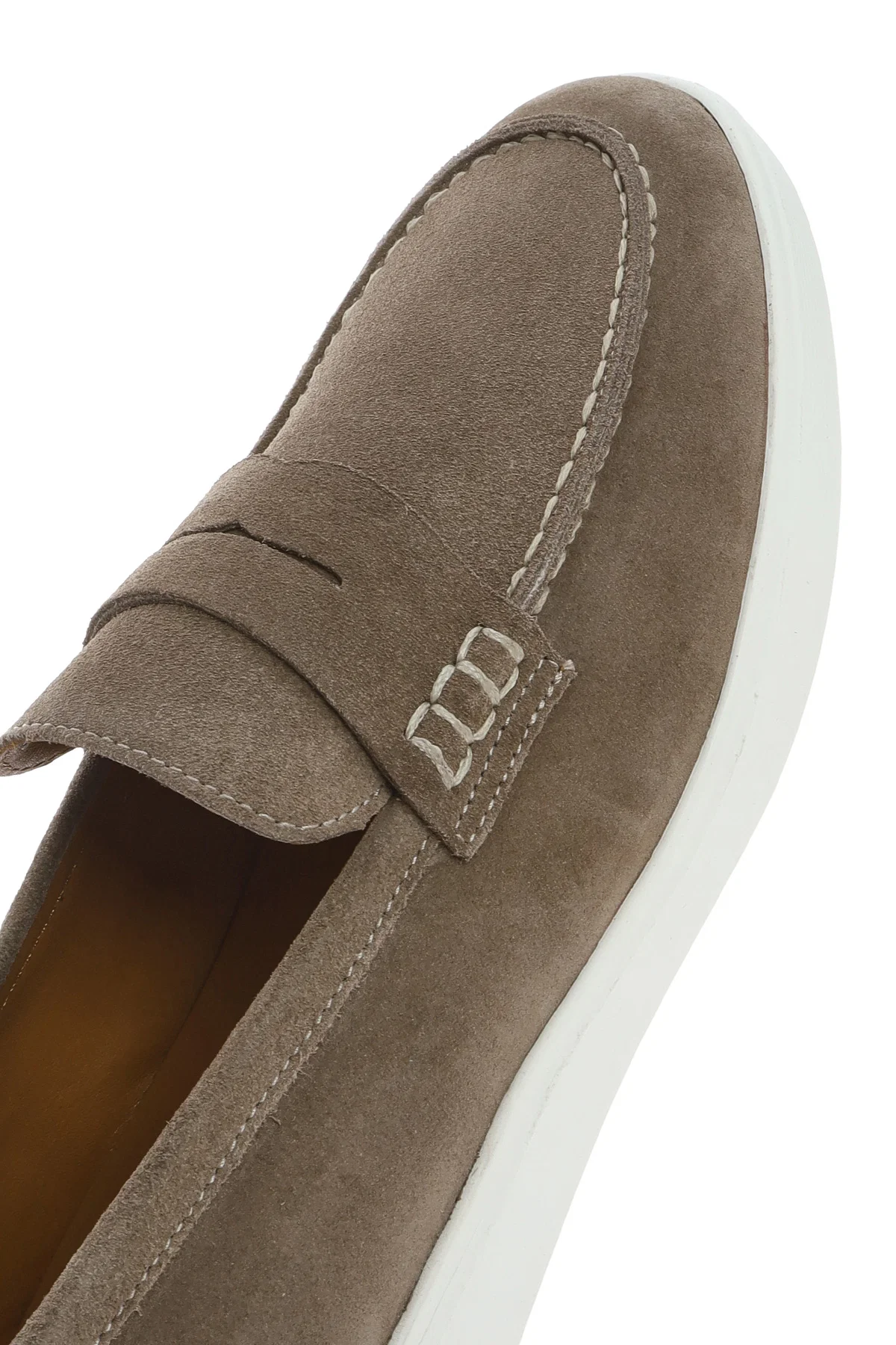 Erkek Vizon Kalın Tabanlı Süet Deri Casual Loafer - Image 8